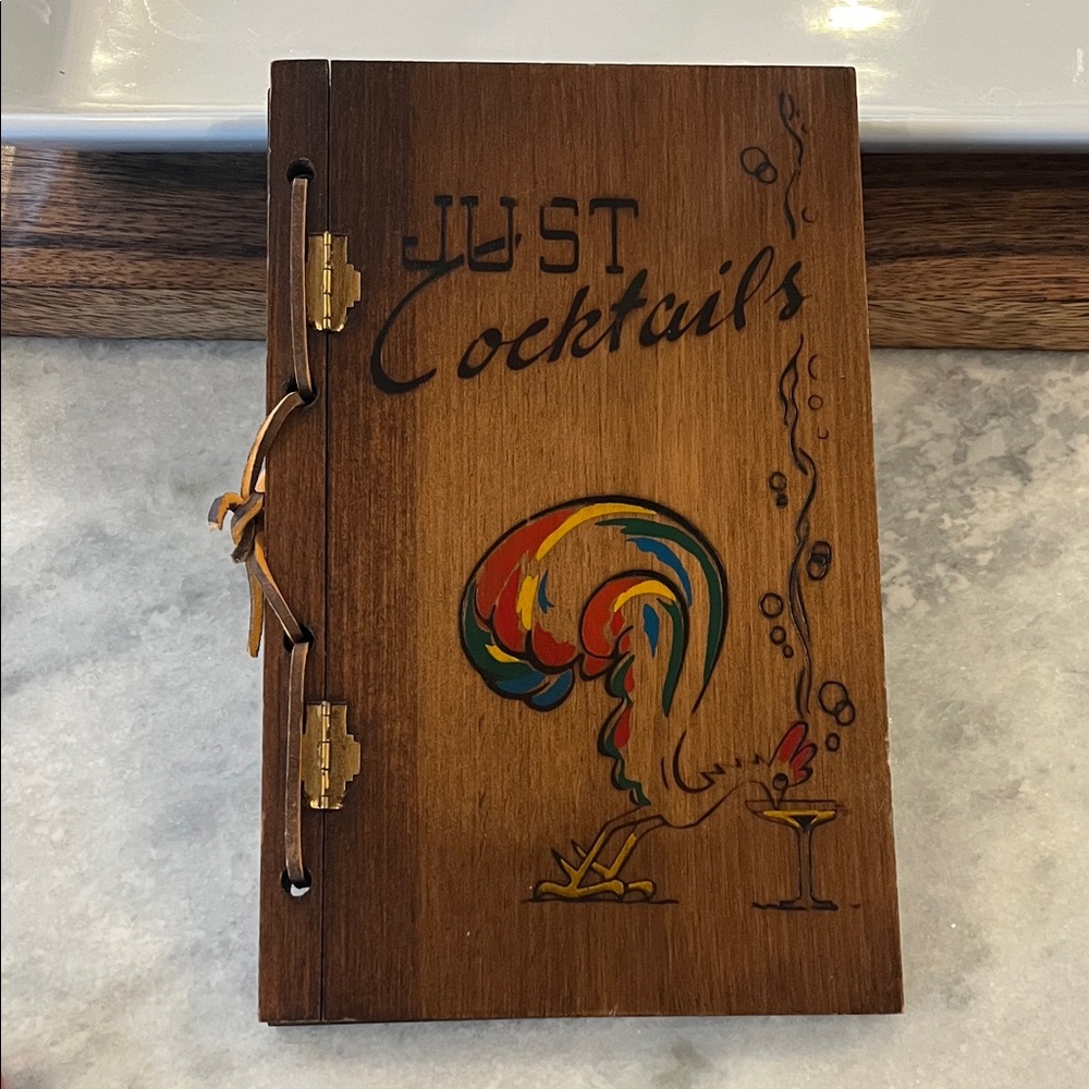 RARE Just Cocktails Book W.C. Whitfield 1939 Bartender Guide Wood Bound